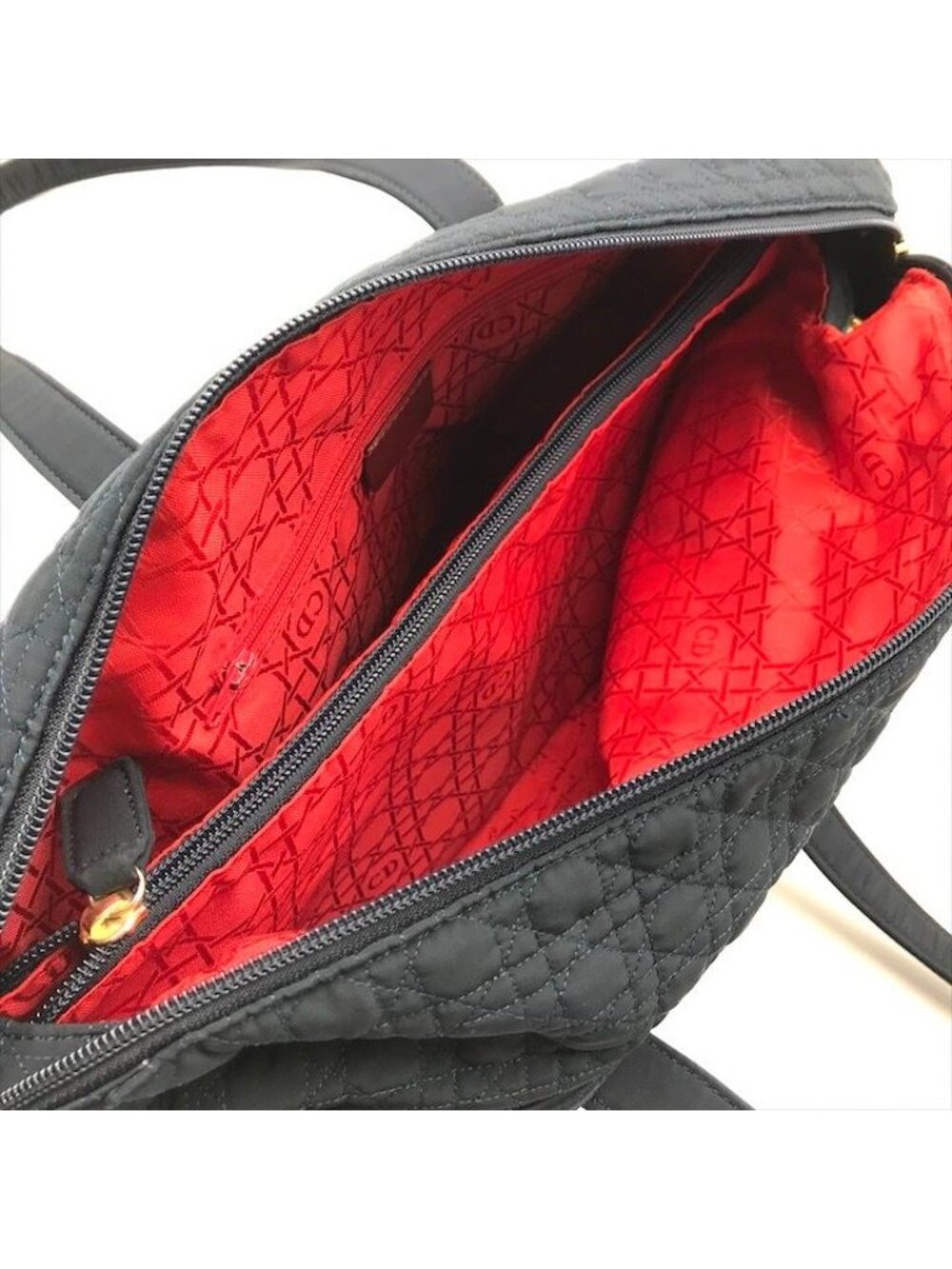 Dior Cannage Nylon Tote Boston Bag Navy - Picture 7 of 10